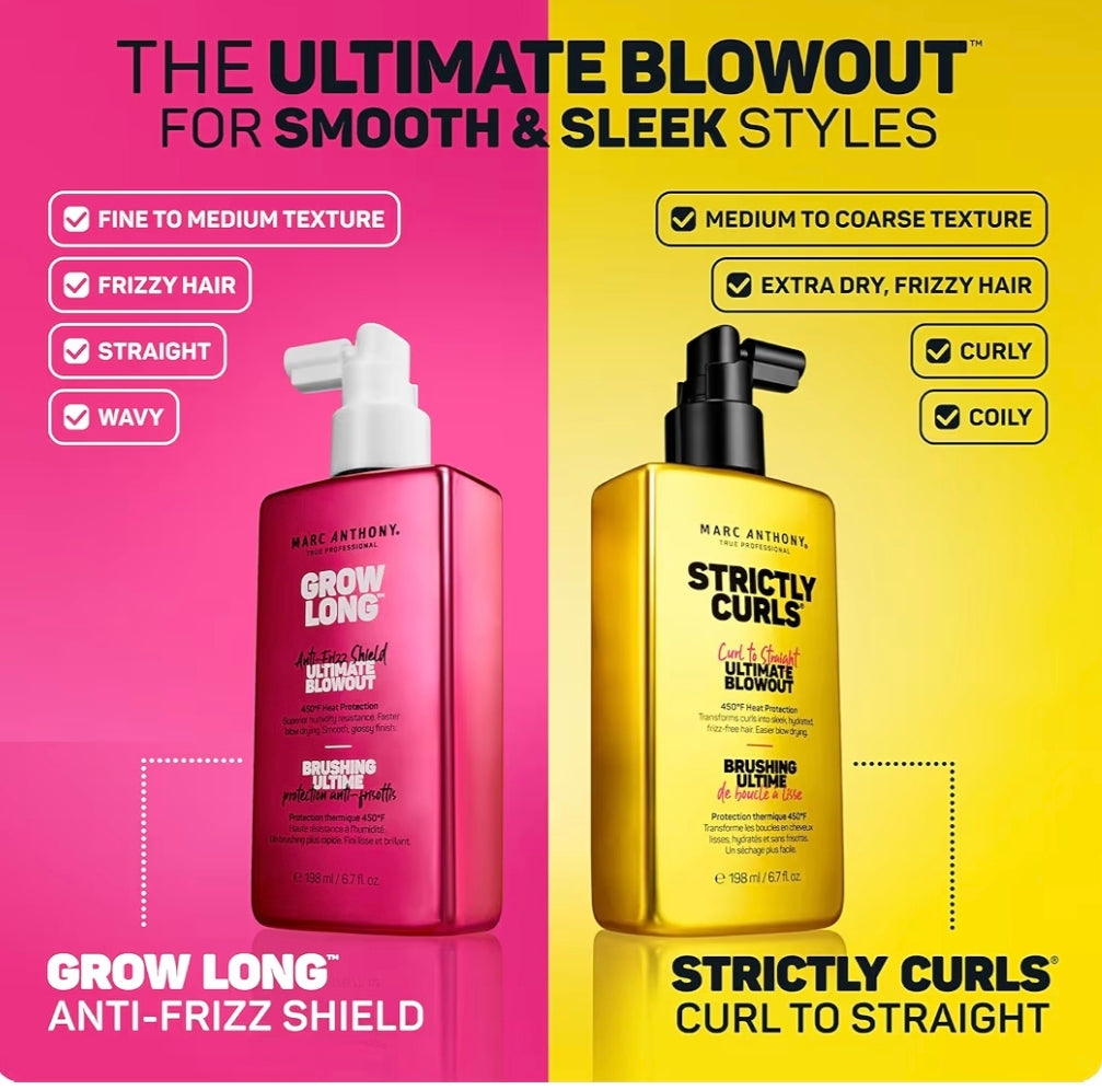 Marc Anthony Strictly Curls Ultimate Blowout Spray | Protector de Calor y Antifrizz para Cabello Rizado