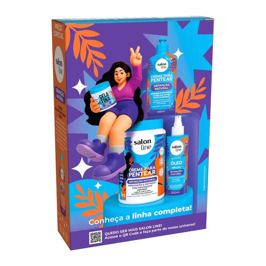 Kit Shampoo y Acondicionador Definición Natural Rizos Hidratación Salon Line 300 ml c/u