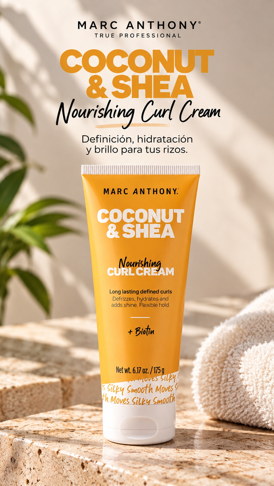 Marc Anthony Coconut & Shea Nourishing Curl Cream – Crema Nutritiva para Rizos con Biotina, Aceite de Coco y Manteca de Karité