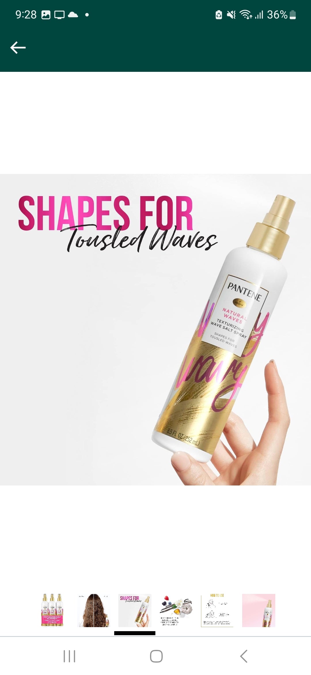 Pantene Pro-V Salt - Laca texturizadora para el cabello, no necesita mar, ondas naturales, paquete de 3, 25.5 onzas en total