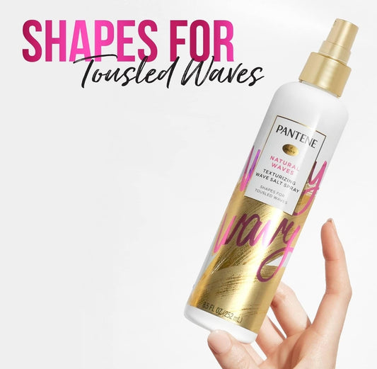 Pantene Pro-V Salt - Laca texturizadora para el cabello, no necesita mar, ondas naturales, paquete de 3, 25.5 onzas en total