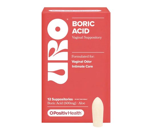 O Positiv URO Supositorios Vaginales de Ácido Bórico con Ácido Láctico y Aloe – 12 Unidades