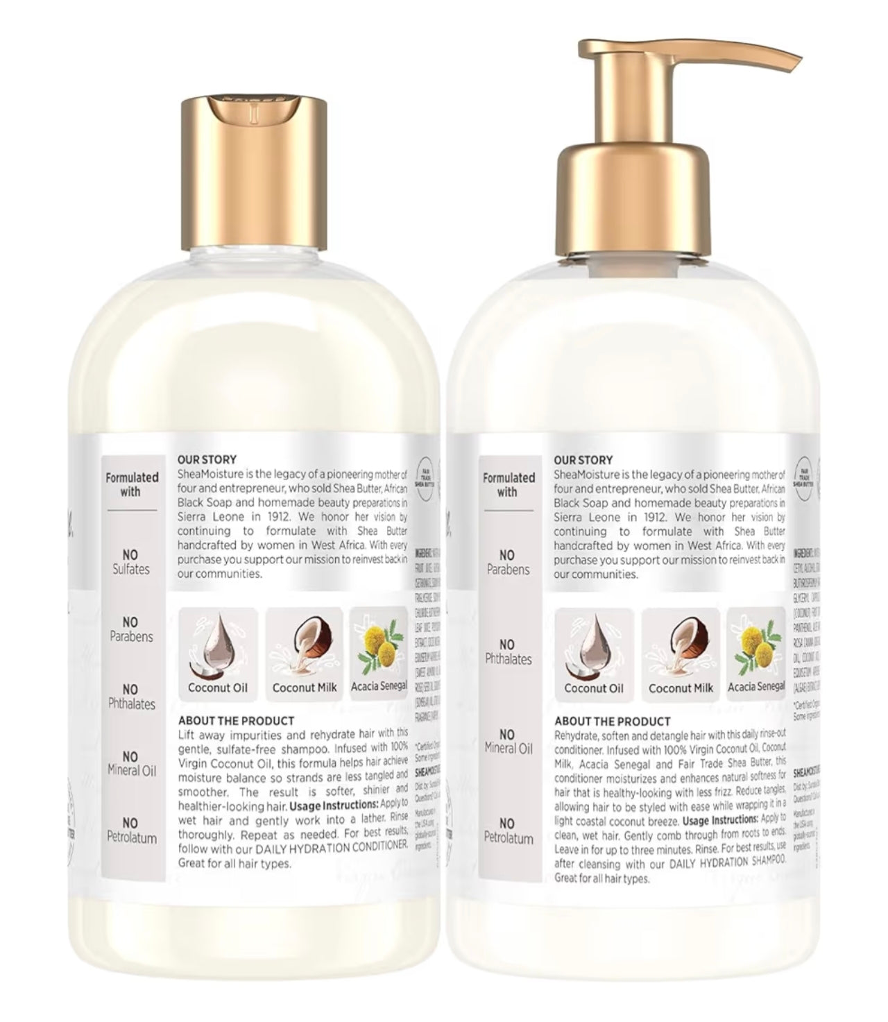 Champú / Acondicionador 100% con aceite de coco  hidratación diaria Shea Moisture