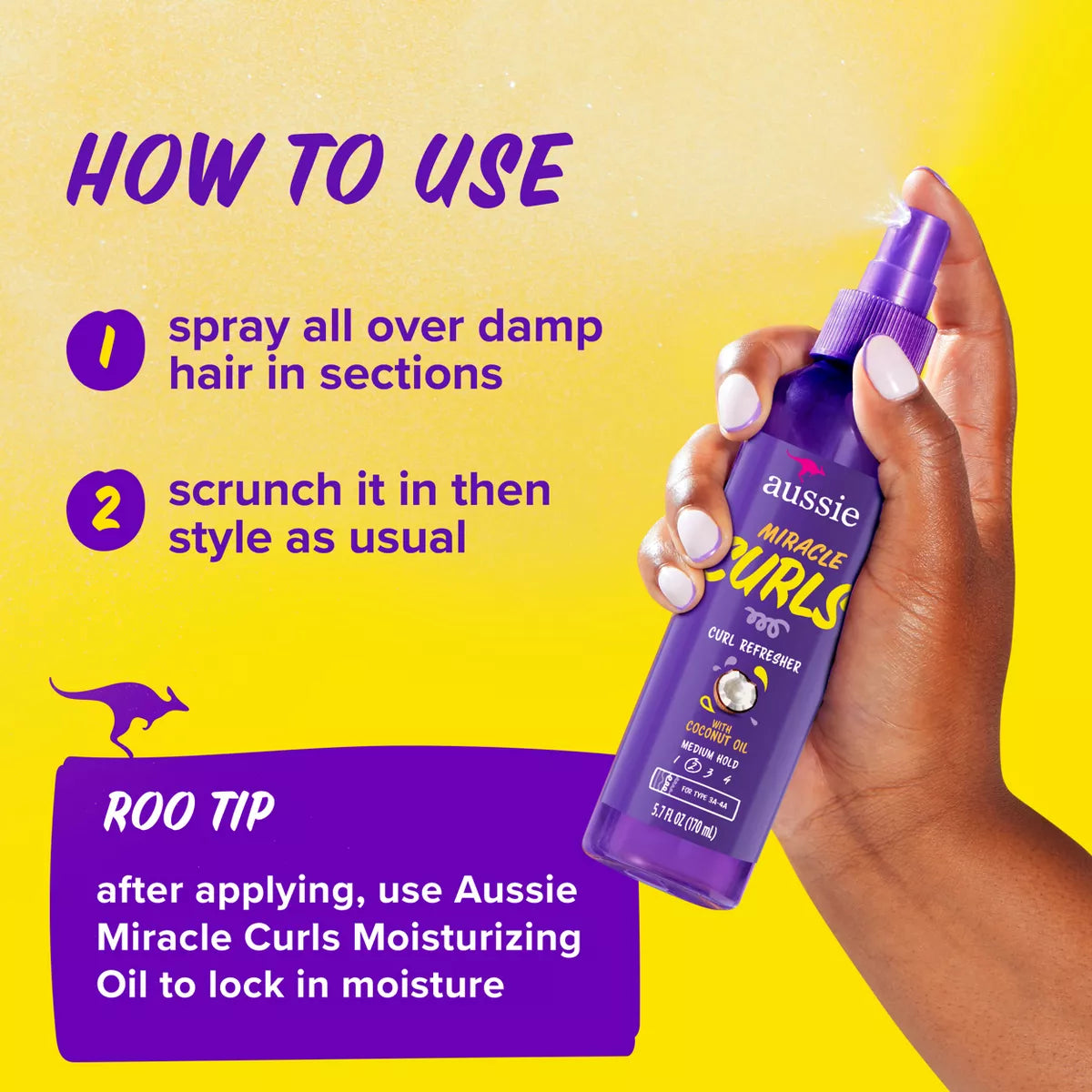 Aussie Miracle Curls Curl Refresher Spray Gel 5.7 oz