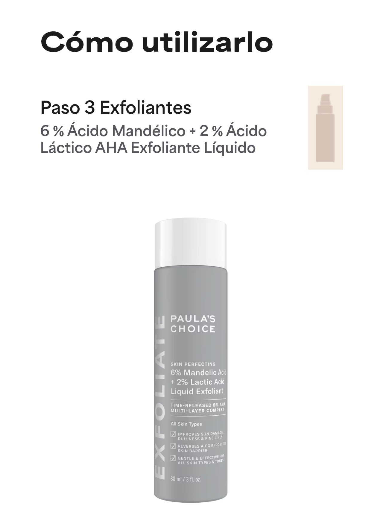 Mini exfoliante líquido perfeccionador de la piel con 6 % de ácido mandélico + 2 % de ácido láctico