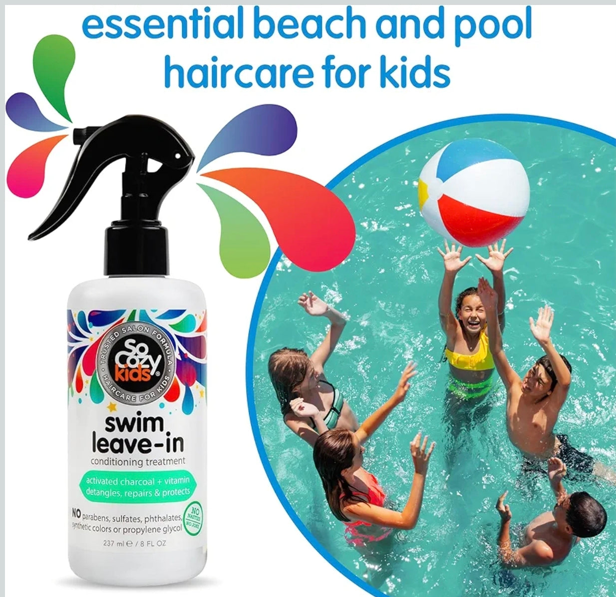 Spray de Natación sin Enjuague para Niños SoCozy – 8 oz