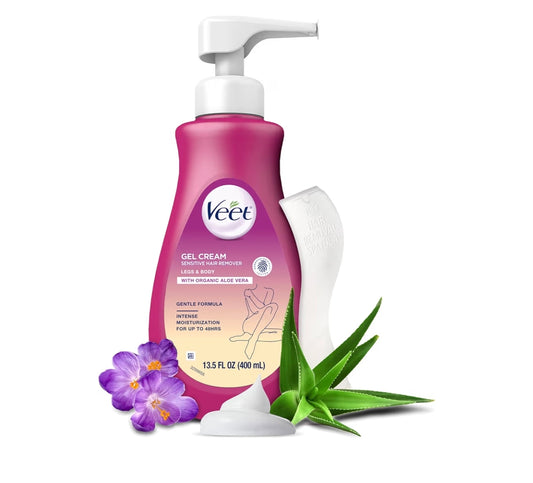 Crema Depilatoria Gel Sensitive con Aloe Vera y Vitamina E –Veet 13.5 oz