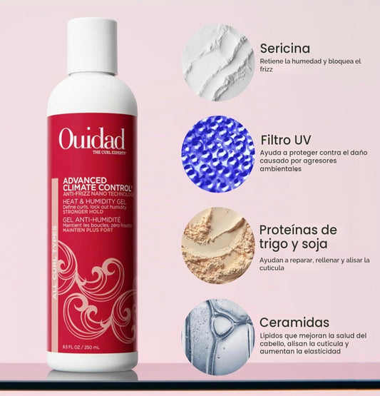 Ouidad Advanced Climate Control Gel Anti-Frizz – Fijación Fuerte para Rizos