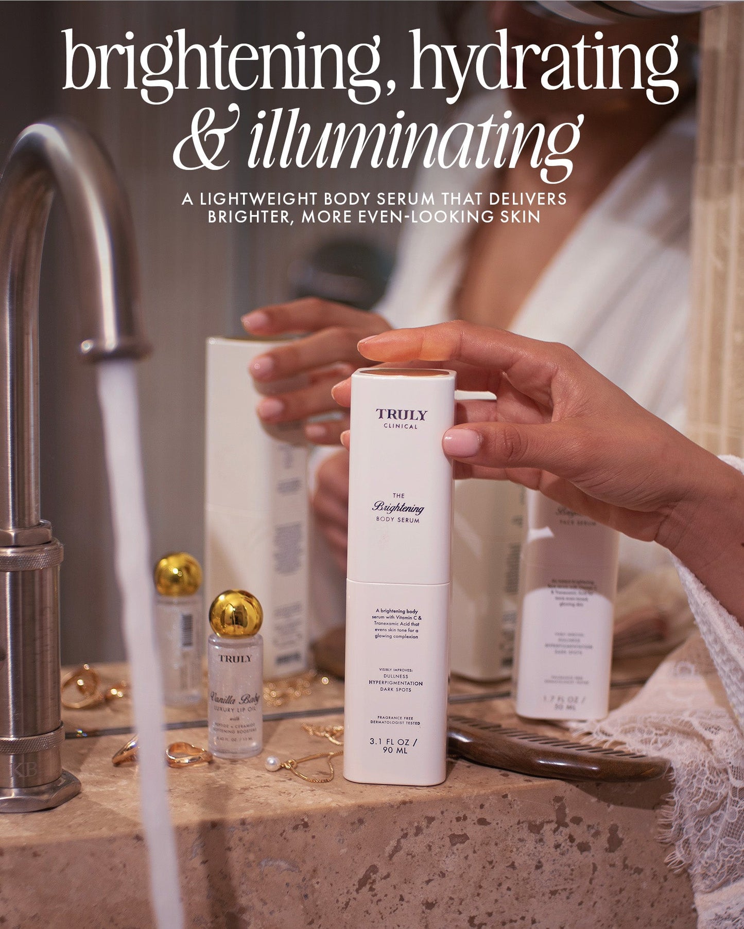 Suero corporal iluminador
Para manchas oscuras y OPACIDAD Truly Beauty