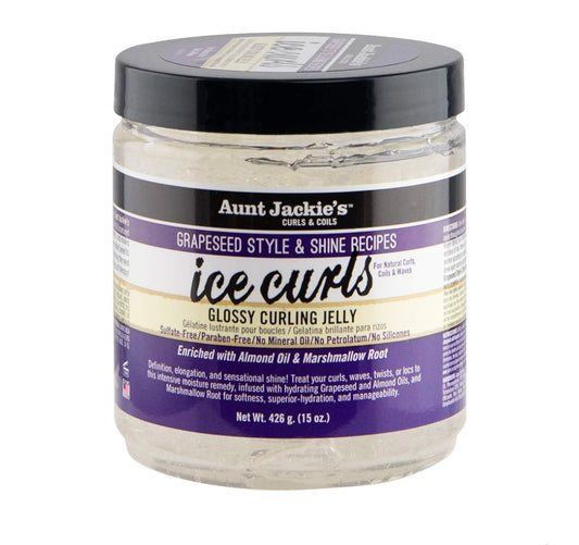 Gelatina Rizadora Brillante Ice Curls (Semillas de Uva) – Aunt Jackie’s – 15 oz