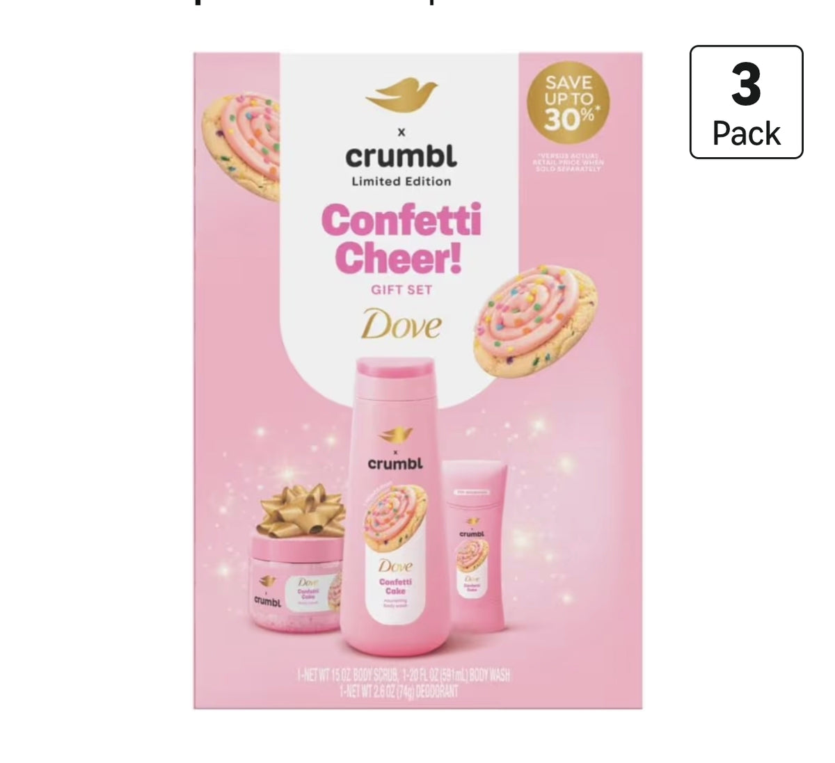 Dove x Crumbl Confetti Cake – Set de Regalo Edición Limitada (3 Piezas)