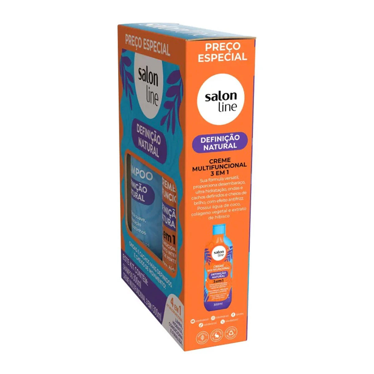 Kit Shampoo y Acondicionador Definición Natural Rizos Hidratación Salon Line  300 ml c/u