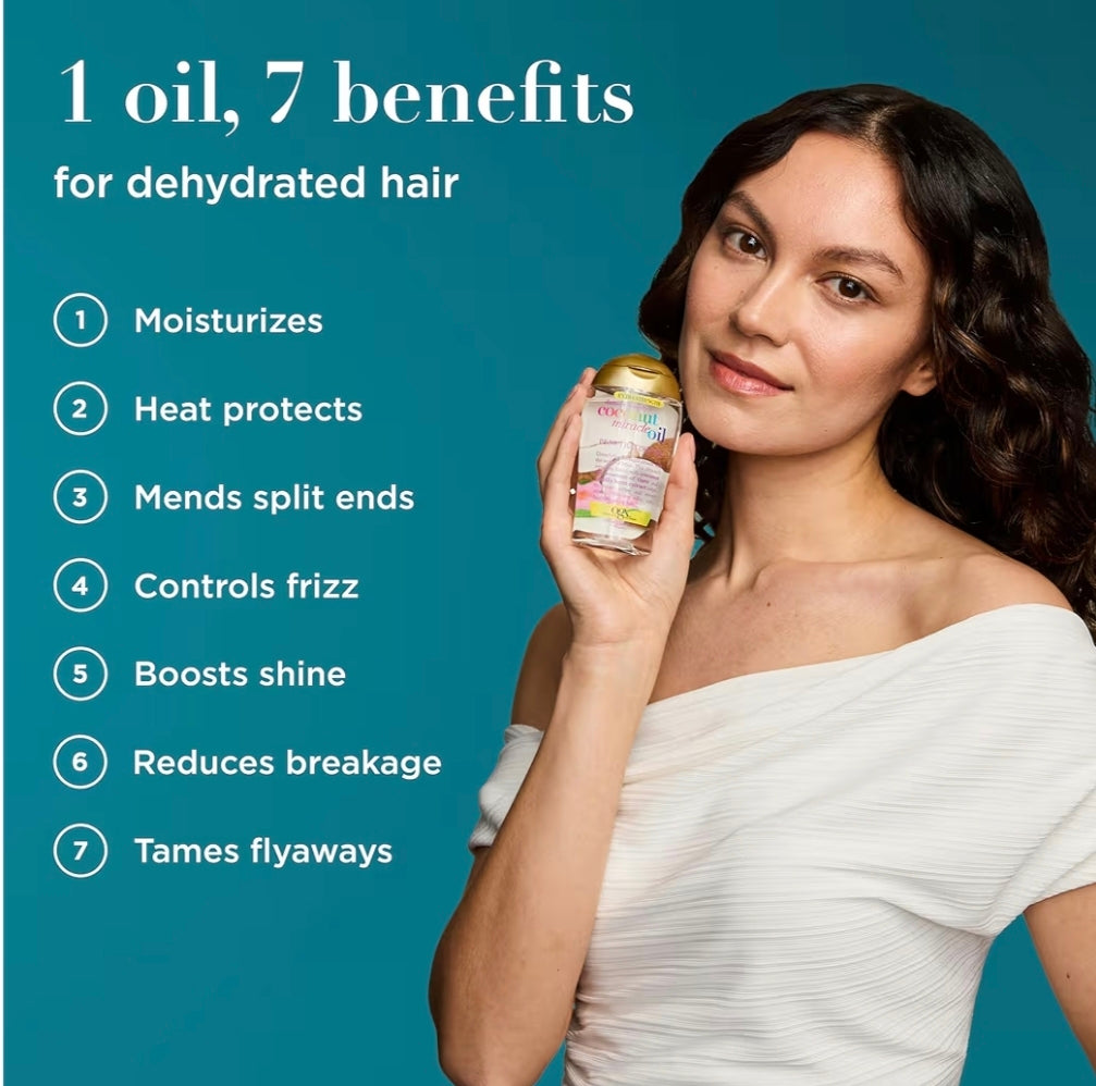 OGX Aceite Penetrante Coconut Miracle Oil Extra Strength Antifrizz para Cabello Grueso y Seco 100 ml
