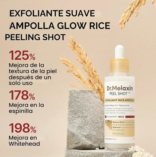 Dr.Melaxin Peel Shot Glow White Rice Ampoule – Ampolla Facial Exfoliante con Arroz Blanco, AHA, BHA y Niacinamida