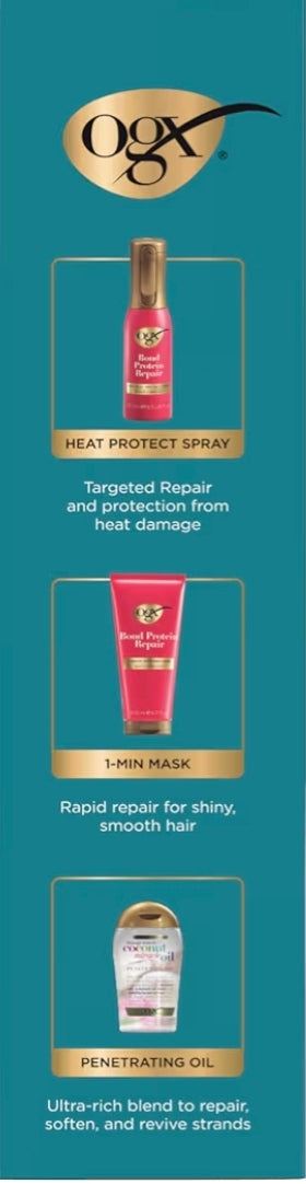 OGX Kit Favorito de Abbey Yung – Reparación y Protección Completa para Cabello Dañado