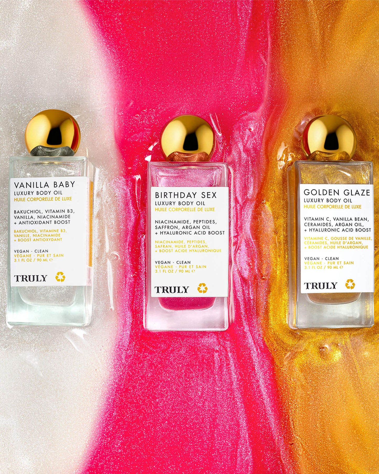 Aceite corporal reafirmante con brillo Birthday Sex Aceite corporal de lujo Truly