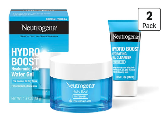 Neutrogena Hydro Boost Gel de Agua, Hidratante Facial con Ácido Hialurónico para Piel Normal a Grasa, Hidratante Facial, 1.7 onzas líquidas + Hidratante Facial Hydro Boost de Tamaño de Prueba, 0.5