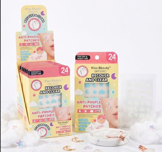 Kiss Beauty - Recover & Clear Parches para Acné | 24 Parches Hidrocoloides Día y Noche