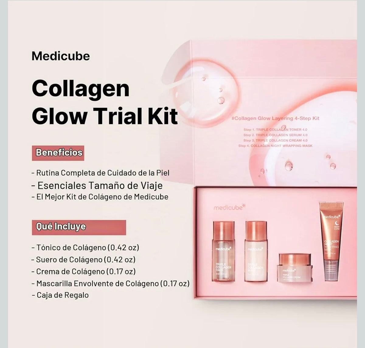 ✨ Medicube Glass Skin Collagen Trial Kit | Mini Set de Skincare Coreano