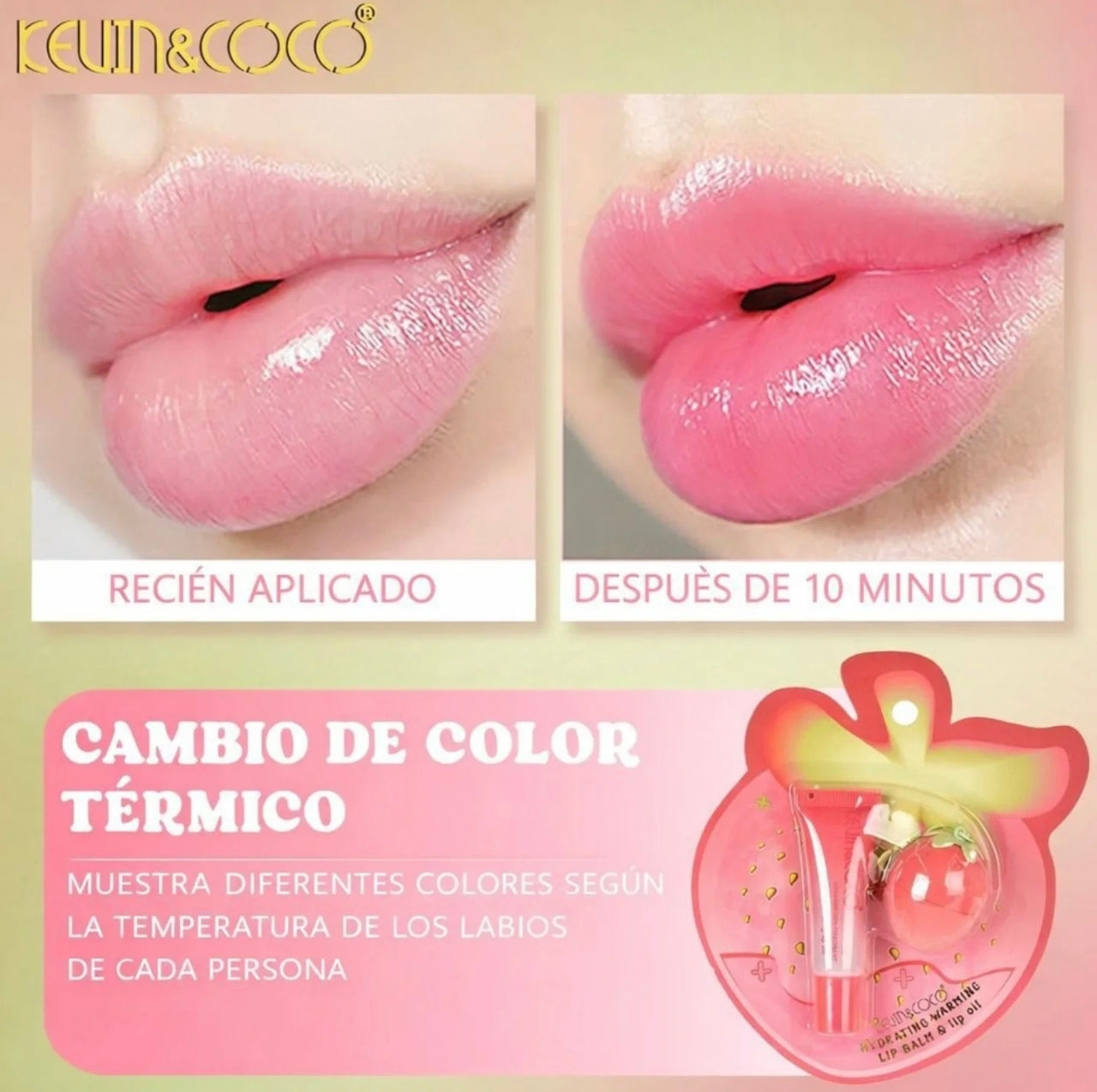 Lip gloss + bálsamo labial Kevin & coco