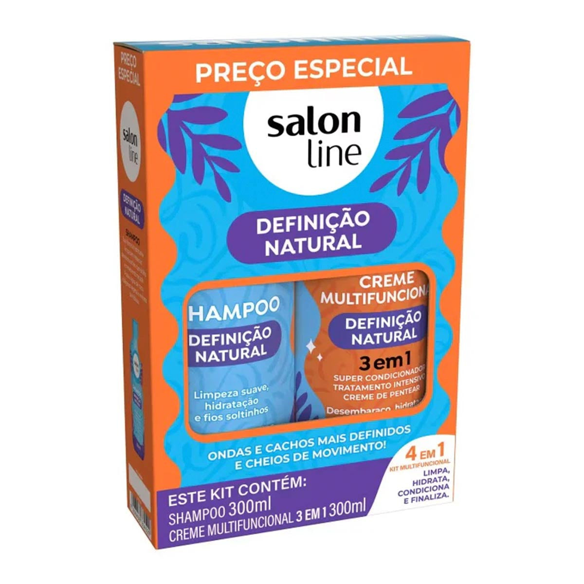 Kit Shampoo y Acondicionador Definición Natural Rizos Hidratación Salon Line  300 ml c/u