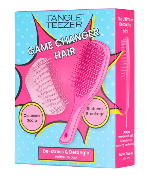 Tangle Teezer Set de Regalo Edición Limitada | Mini Cepillo + Masajeador de Cuero Cabelludo Rosa