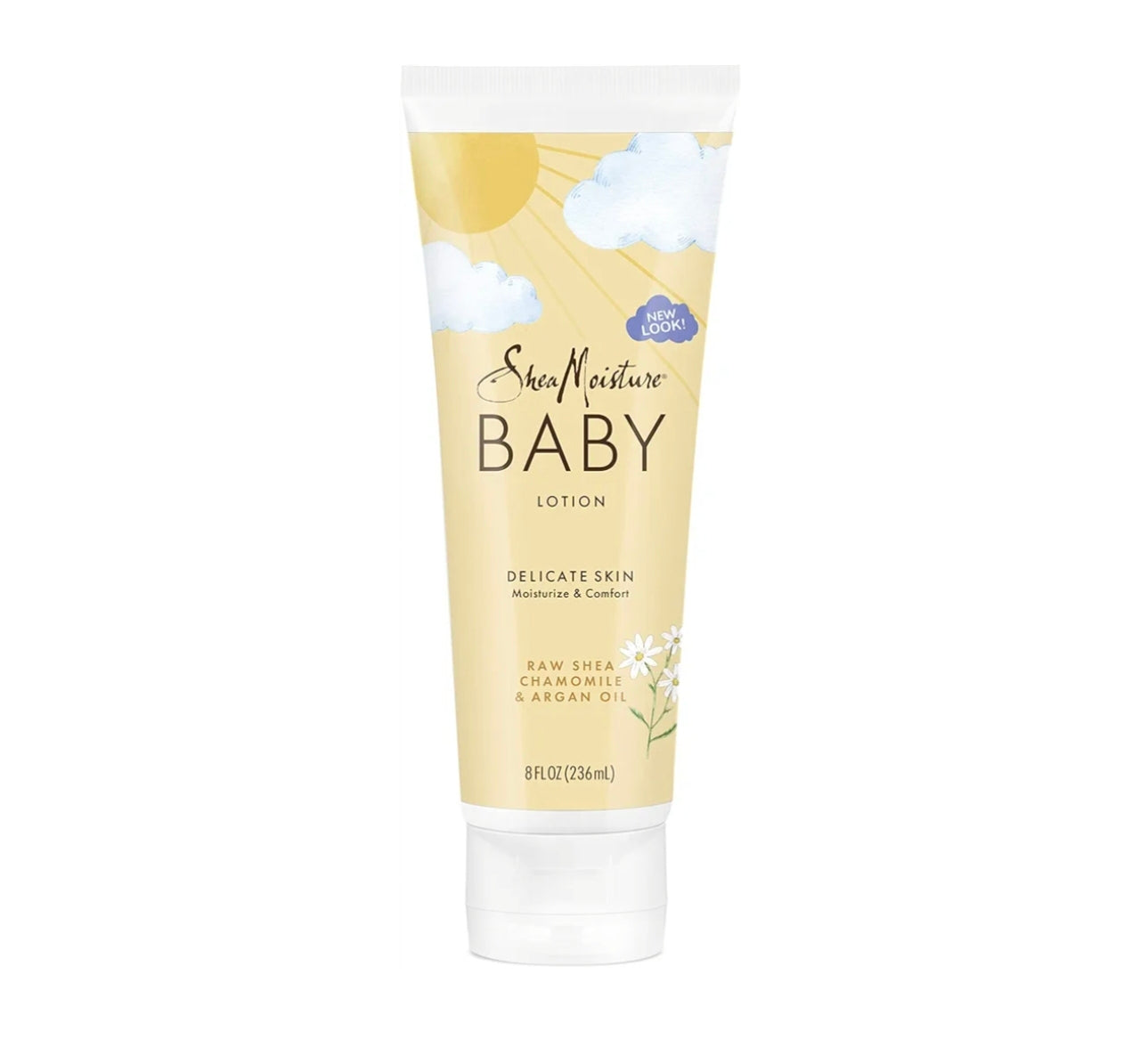 Loción para Bebé Piel Seca y Sensible Raw Karité, Manzanilla y Aceite de Argán – Shea Moisture – 8 oz