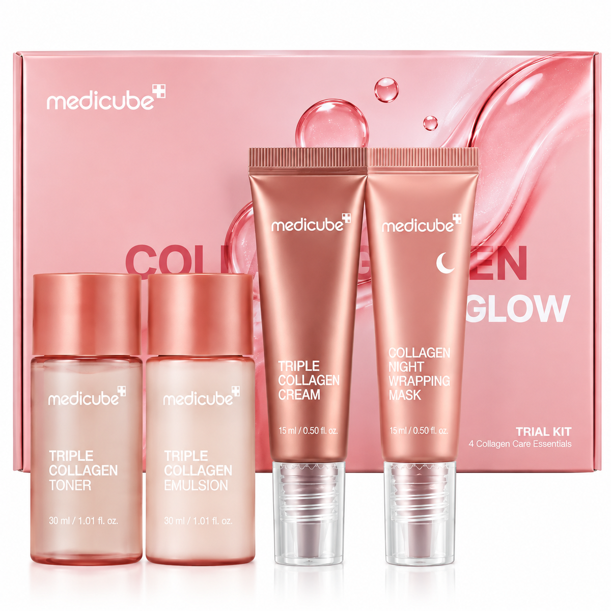 ✨ Medicube Glass Skin Collagen Trial Kit | Mini Set de Skincare Coreano