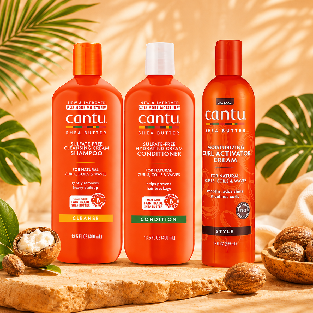 Cantu Shea Butter – Set de Cuidado para Rizos: Shampoo + Acondicionador + Curl Activator