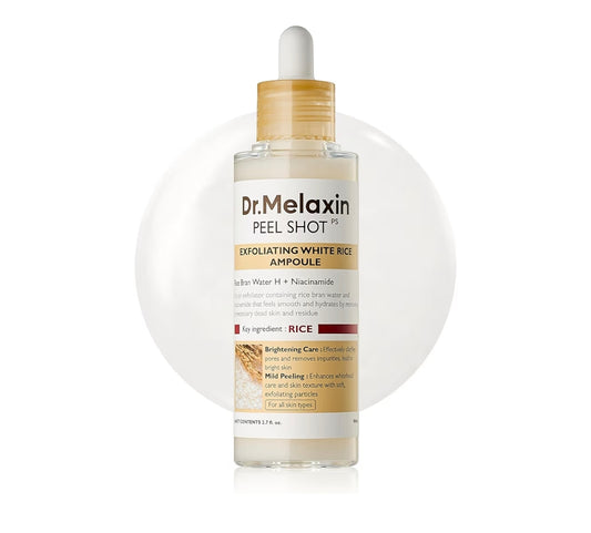 Dr.Melaxin Peel Shot Glow White Rice Ampoule – Ampolla Facial Exfoliante con Arroz Blanco, AHA, BHA y Niacinamida