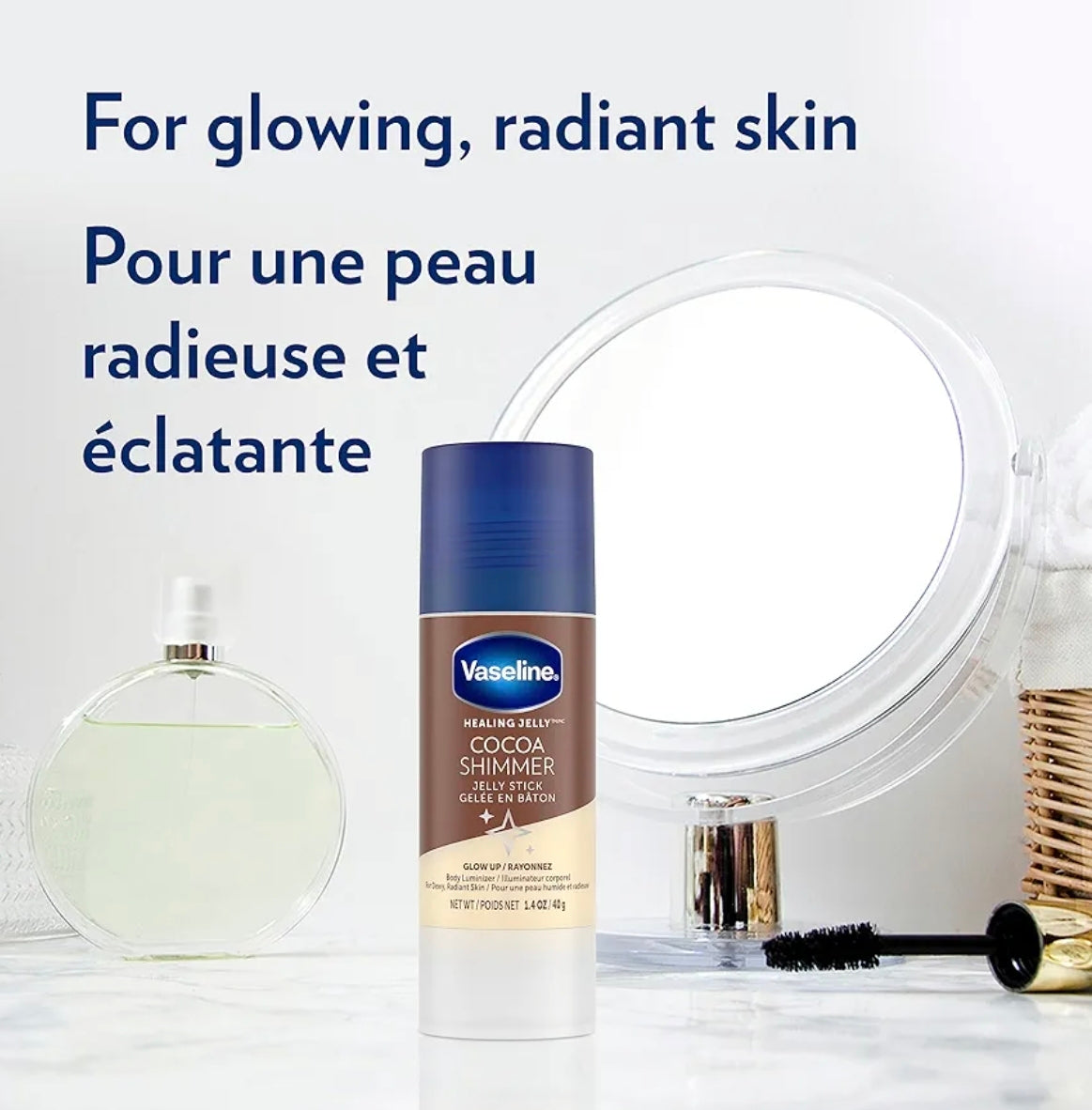 Vaseline Stick Hidratante Iluminador Healing Jelly Cocoa Shimmer con Manteca de Cacao 1.4 oz 40 g