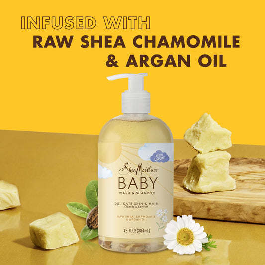 CHAMPÚ PARA BEBÉS CON MANZANILLA DE KARITÉ CRUDA Y ACEITE DE Argán Shea Moisture