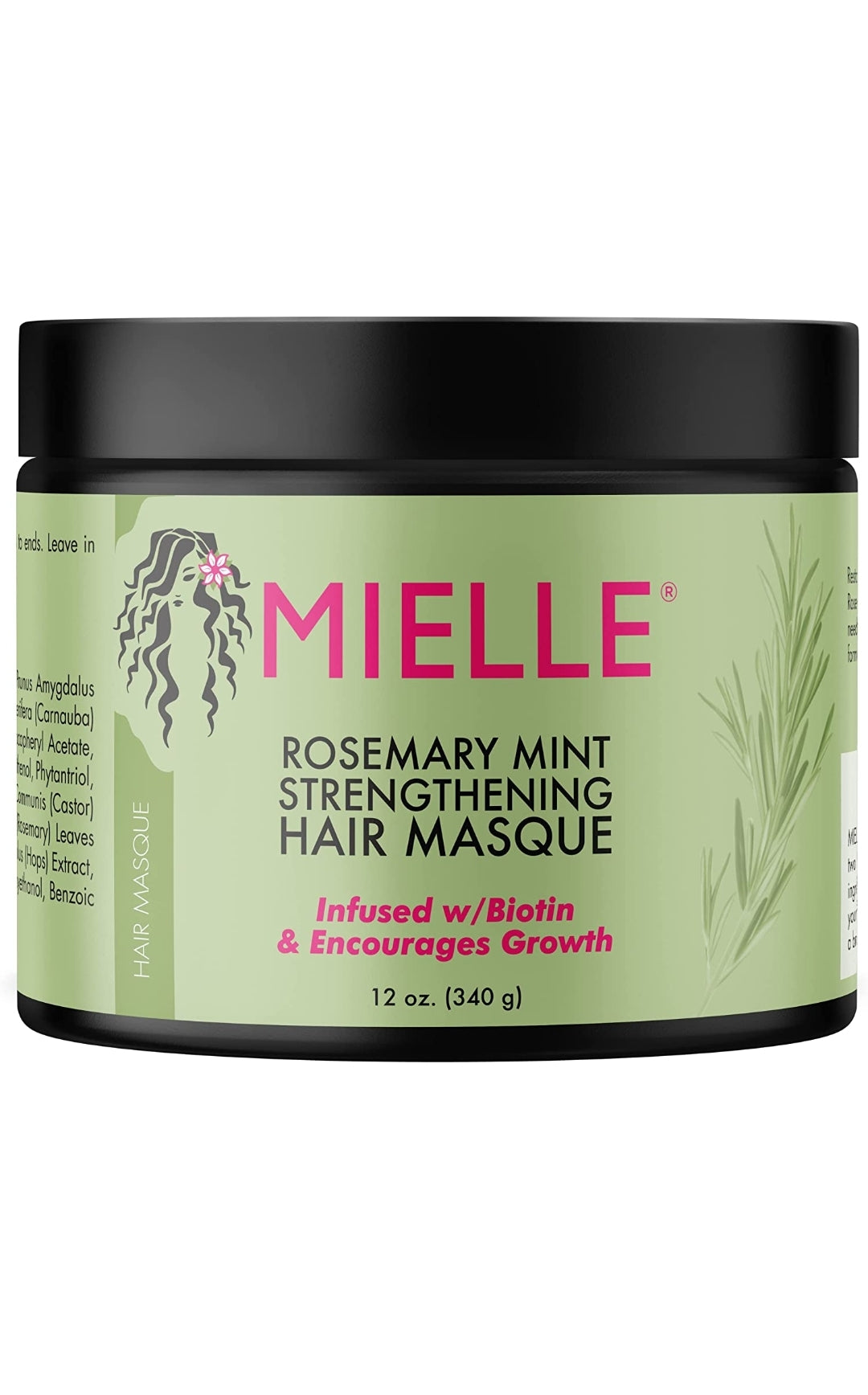 Mascarilla fortalecedora para el cabello, aceite esencial y tratamiento profundo de biotina, reparación milagrosa para cabello seco, dañado y encrespado, Mielle Organics 12 onzas